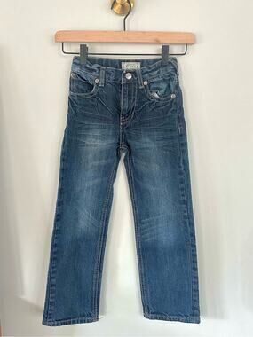 Y2K Arizona Jean Co Boys Size 7 Dark Wash Flap Pocket Jeans Rock Revival Style